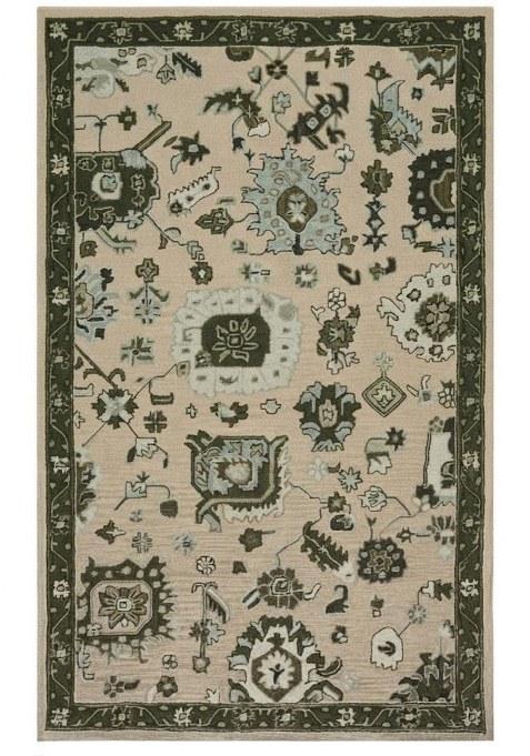 Saffron Rugs Hand-Tufted 100% Wool Area Rug | Beige Green Rectangular Rug | Cotton Backing | Oriental Floral Carpet for Living Room