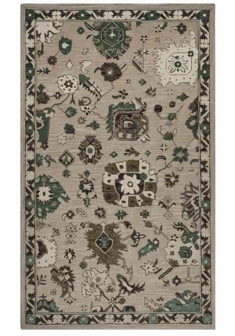 Saffron Rugs Hand-Tufted 100% Wool Area Rug | Beige Green Rectangular Rug | Cotton Backing | Transitional Floral Carpet for Living Room