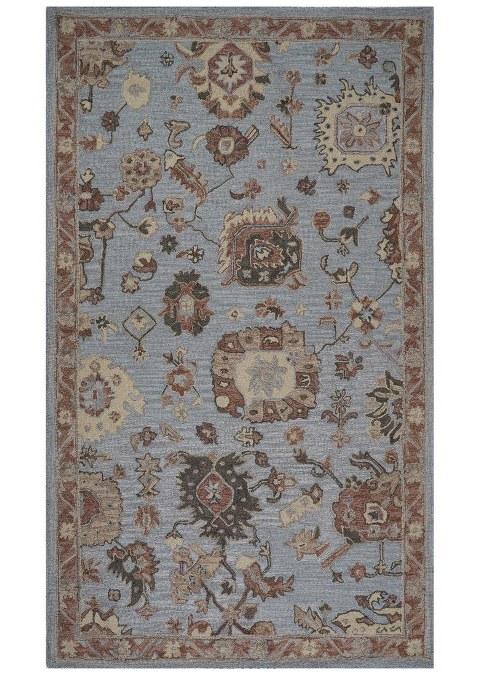 Saffron Rugs Hand-Tufted 100% Wool Area Rug | Steel Blue Rectangular Rug | Cotton Backing | Oriental Floral Carpet for Living Room