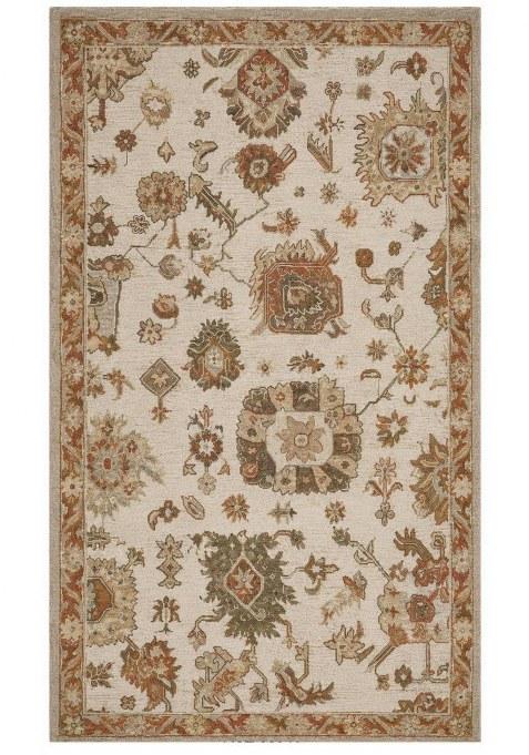 Saffron Rugs Hand-Tufted 100% Wool Area Rug | Ivory Cream Rectangular Rug | Cotton Backing | Oriental Floral Carpet for Living Room