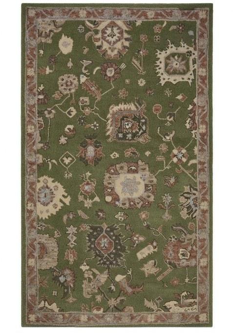 Saffron Rugs Hand-Tufted 100% Wool Area Rug | Olive Green Rectangular Rug | Cotton Backing | Oriental Floral Carpet for Living Room