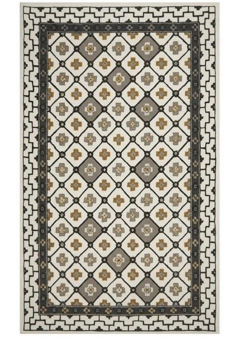 Saffron Rugs Hand-Tufted 100% Wool Area Rug | Ivory and Grey Rectangular Rug | Cotton Backing | Transitional Geometric Carpet for Living Room