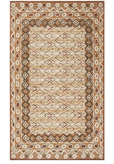 Saffron Rugs Hand-Tufted 100% Wool Area Rug | Beige and Rust Rectangular Rug | Cotton Backing | Bohemian Geometric Carpet for Living Room