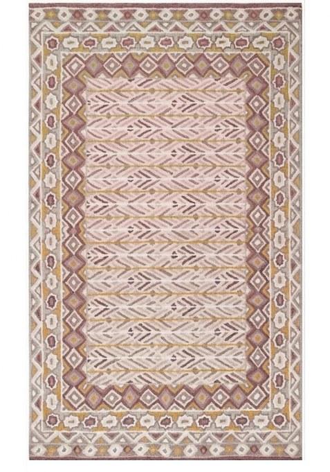 Saffron Rugs Hand-Tufted 100% Wool Area Rug | Blush Pink Mauve Rectangular Rug | Cotton Backing | Bohemian Geometric Carpet for Living Room