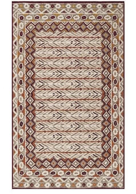 Saffron Rugs Hand-Tufted 100% Wool Area Rug | Beige Rectangular Rug | Cotton Backing | Bohemian Geometric Carpet for Living Room
