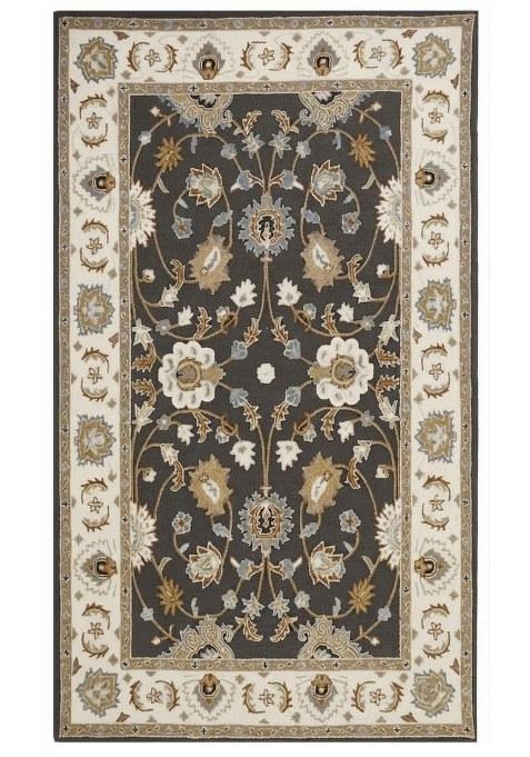 Saffron Rugs Hand-Tufted 100% Wool Area Rug | Charcoal Grey Rectangular Rug | Cotton Backing | Oriental Floral Carpet for Living Room