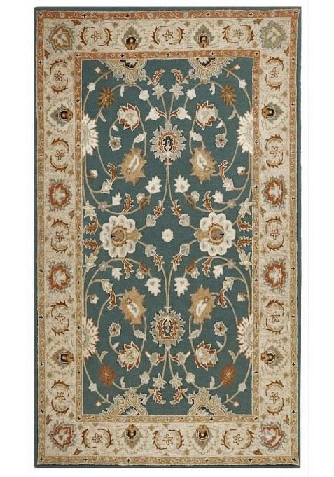 Saffron Rugs Hand-Tufted 100% Wool Area Rug | Teal Blue Rectangular Rug | Cotton Backing | Oriental Floral Carpet for Living Room