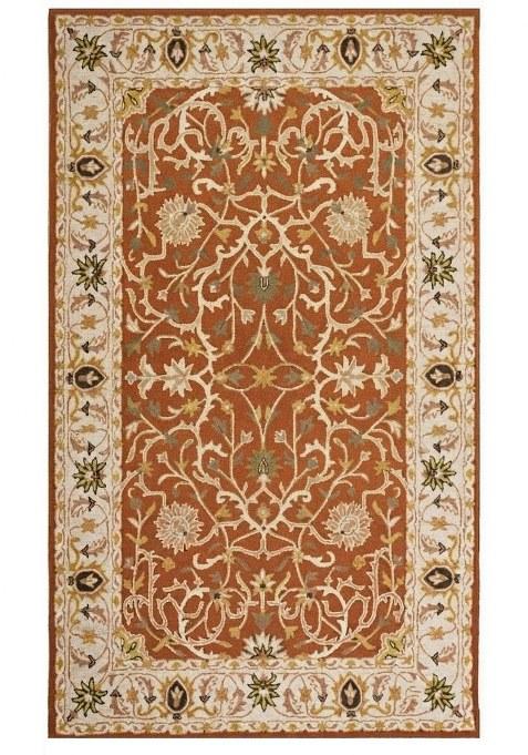 Saffron Rugs Hand-Tufted 100% Wool Area Rug | Rust Orange Rectangular Rug | Cotton Backing | Oriental Floral Carpet for Living Room