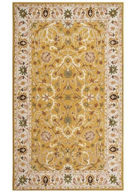 Saffron Rugs Hand-Tufted 100% Wool Area Rug | Golden Yellow Rectangular Rug | Cotton Backing | Oriental Floral Carpet for Living Room