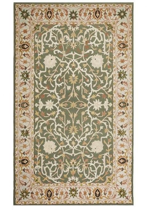 Saffron Rugs Hand-Tufted 100% Wool Area Rug | Sage Green Rectangular Rug | Cotton Backing | Oriental Floral Carpet for Living Room