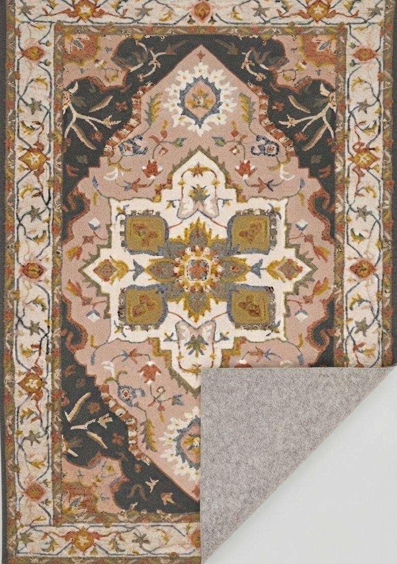 Saffron Rugs Multicolor Oriental Floral Hand Tufted Wool Rectangular Rug - Indya