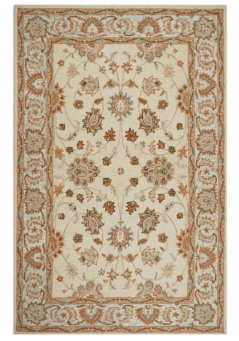 Saffron Rugs Hand-Tufted 100% Wool Area Rug | Ivory Beige Rectangular Rug | Cotton Backing | Classic Floral Carpet for Living Room