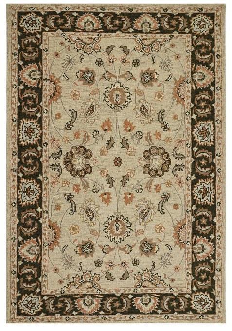 Saffron Rugs Hand-Tufted 100% Wool Area Rug | Ivory Brown Rectangular Rug | Cotton Backing | Oriental Floral Carpet for Living Room