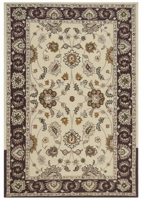 Saffron Rugs Hand-Tufted 100% Wool Area Rug | Ivory Cream Rectangular Rug | Cotton Backing | Oriental Floral Carpet for Living Room