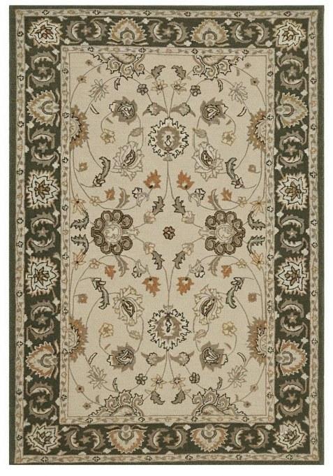 Saffron Rugs Hand-Tufted 100% Wool Area Rug | Ivory Green Rectangular Rug | Cotton Backing | Oriental Floral Carpet for Living Room