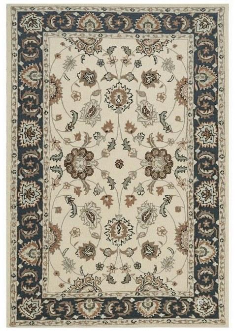 Saffron Rugs Hand-Tufted 100% Wool Area Rug | Ivory Rectangular Rug | Cotton Backing | Oriental Floral Carpet for Living Room