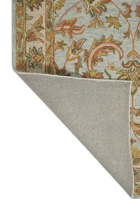 Saffron Rugs Hand-Tufted 100% Wool Area Rug | Light Blue Rectangular Rug | Cotton Backing | Classic Floral Carpet for Living Room