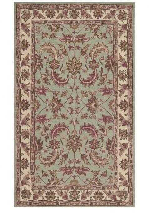Saffron Rugs Hand-Tufted 100% Wool Area Rug | Sage Green Rectangular Rug | Cotton Backing | Classic Floral Carpet for Living Room