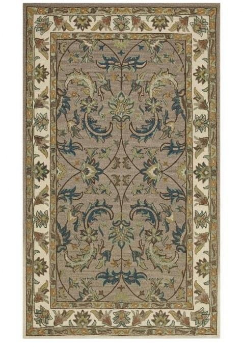 Saffron Rugs Hand-Tufted 100% Wool Area Rug | Taupe Rectangular Rug | Cotton Backing | Classic Floral Carpet for Living Room