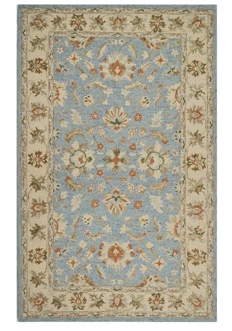 Saffron Rugs Hand-Tufted 100% Wool Area Rug | Light Blue Beige Rectangular Rug | Cotton Backing | Oriental Floral Carpet for Living Room
