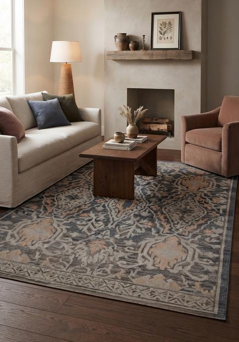 Saffron Rugs Hand-Tufted 100% Wool Area Rug | Charcoal Grey Rectangular Rug | Cotton Backing | Classic Trellis Carpet for Living Room