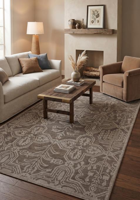 Saffron Rugs Hand-Tufted 100% Wool Area Rug | Taupe Grey Rectangular Rug | Cotton Backing | Transitional Geometric Carpet for Living Room