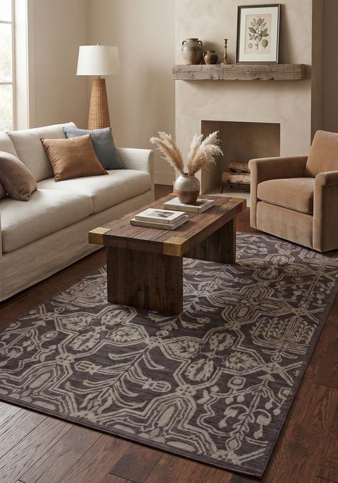 Saffron Rugs Hand-Tufted 100% Wool Area Rug | Dark Wine Rectangular Rug | Cotton Backing | Classic Geometric Carpet for Living Room