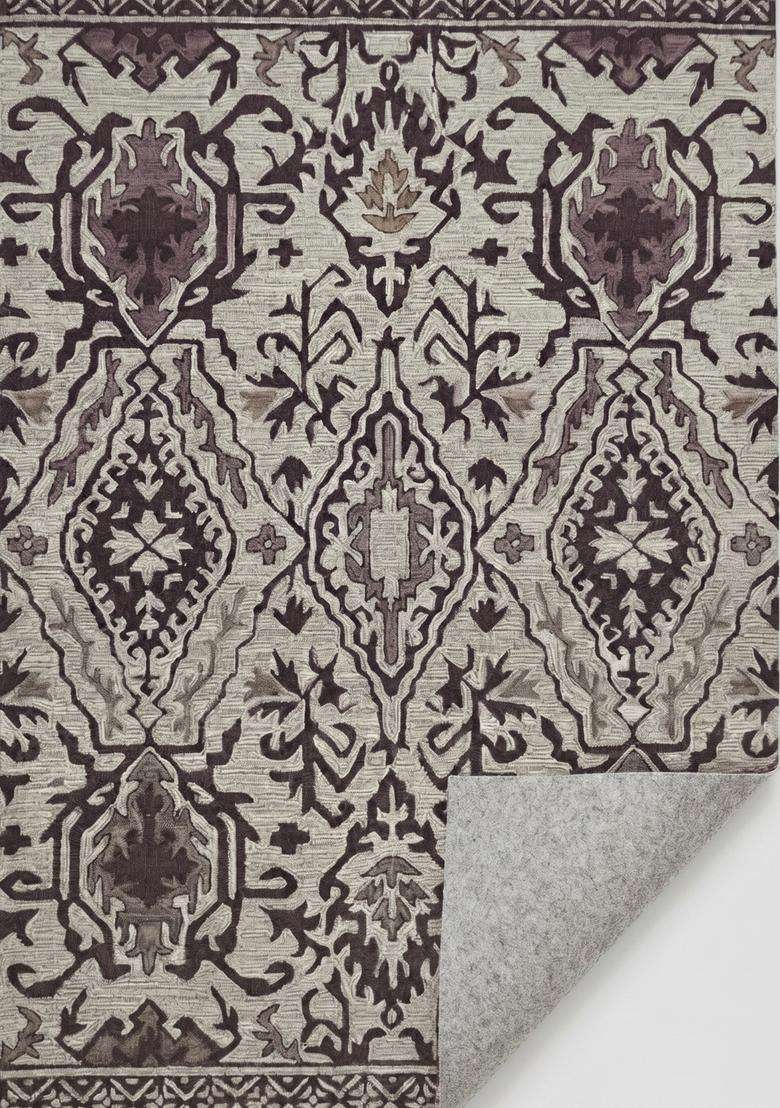 Saffron Rugs Hand-Tufted 100% Wool Area Rug | Beige Brown Rectangular Rug | Cotton Backing | Oriental Trellis Carpet for Living Room - Indya