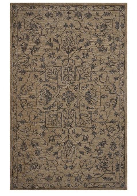 Saffron Rugs Hand-Tufted 100% Wool Area Rug | Beige Brown Rectangular Rug | Cotton Backing | Transitional Floral Carpet for Living Room