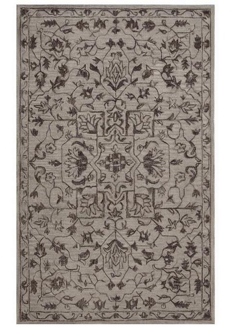 Saffron Rugs Hand-Tufted 100% Wool Area Rug | Grey Rectangular Rug | Cotton Backing | Classic Floral Carpet for Living Room