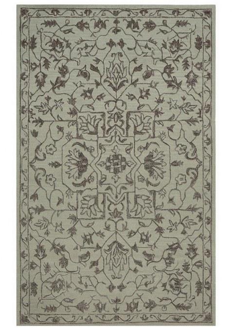 Saffron Rugs Hand-Tufted 100% Wool Area Rug | Light Grey Rectangular Rug | Cotton Backing | Transitional Floral Carpet for Living Room