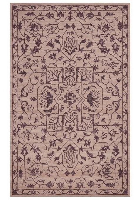 Saffron Rugs Hand-Tufted 100% Wool Area Rug | Dark Taupe Brown Rectangular Rug | Cotton Backing | Oriental Floral Carpet for Living Room