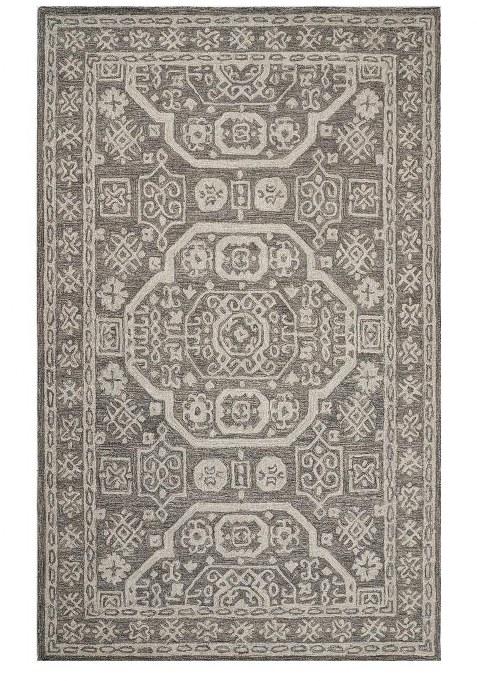 Saffron Rugs Hand-Tufted 100% Wool Area Rug | Grey Taupe Rectangular Rug | Cotton Backing | Transitional Geometric Carpet for Living Room