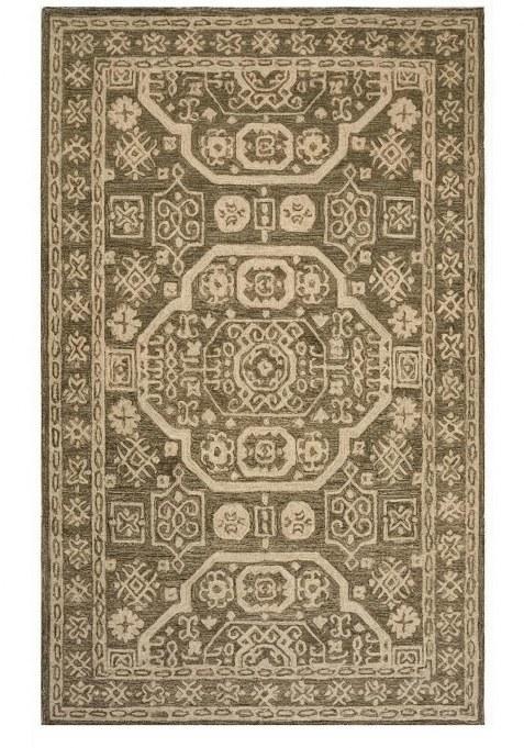 Saffron Rugs Hand-Tufted 100% Wool Area Rug | Taupe Grey Rectangular Rug | Cotton Backing | Classic Geometric Carpet for Living Room
