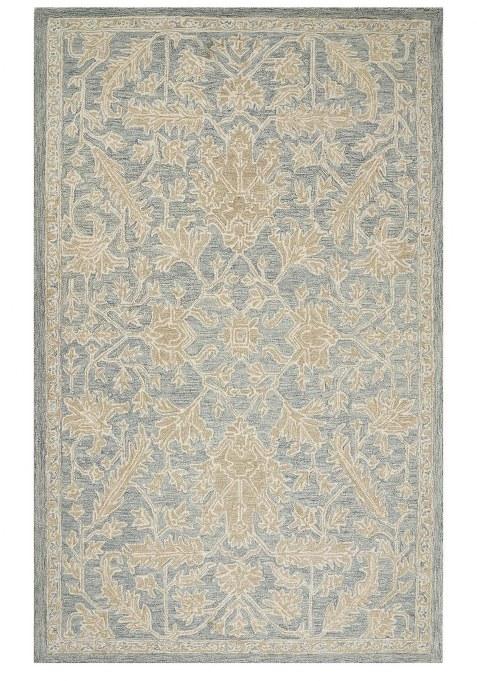 Saffron Rugs Hand-Tufted 100% Wool Area Rug | Blue Grey Rectangular Rug | Cotton Backing | Oriental Floral Carpet for Living Room