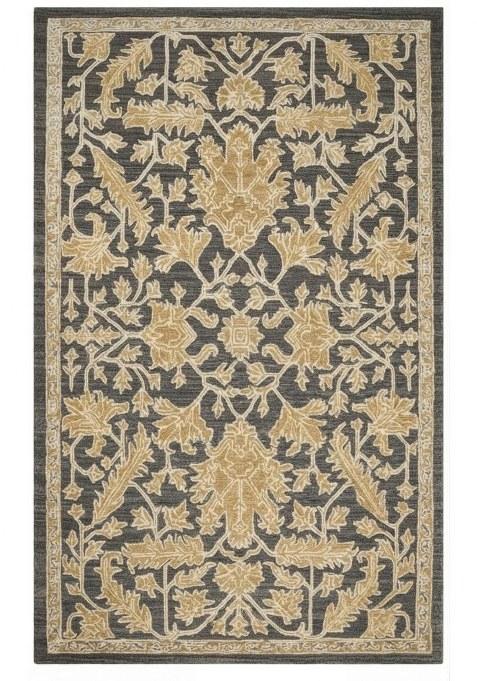 Saffron Rugs Hand-Tufted 100% Wool Area Rug | Charcoal Grey Rectangular Rug | Cotton Backing | Classic Floral Carpet for Living Room