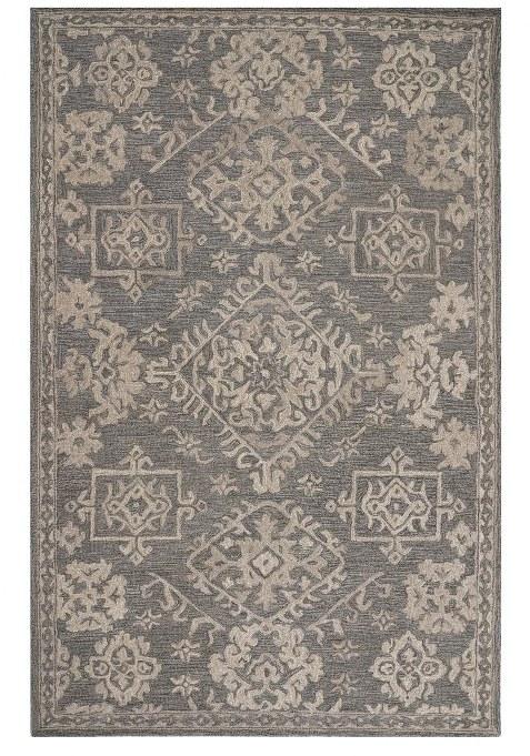 Saffron Rugs Hand-Tufted 100% Wool Area Rug | Grey Rectangular Rug | Cotton Backing | Transitional Geometric Carpet for Living Room