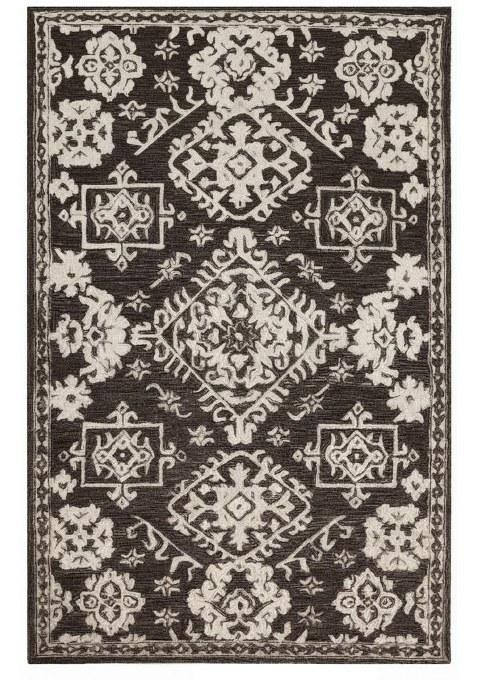 Saffron Rugs Hand-Tufted 100% Wool Area Rug | Dark Charcoal Rectangular Rug | Cotton Backing | Classic Floral Carpet for Living Room