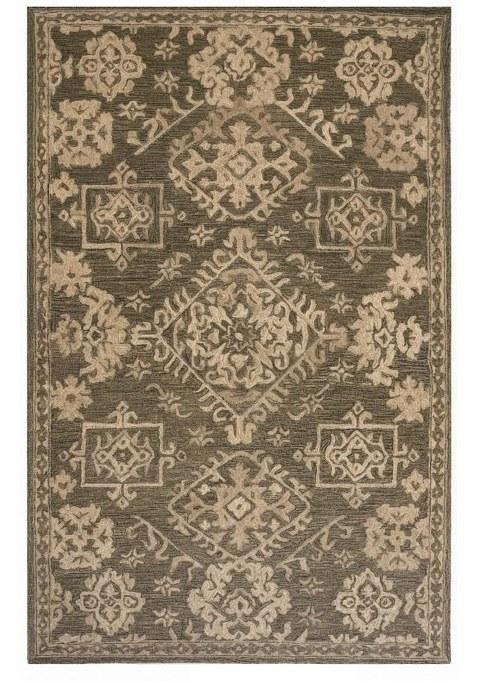 Saffron Rugs Hand-Tufted 100% Wool Area Rug | Grey and Beige Rectangular Rug | Cotton Backing | Transitional Geometric Carpet for Living Room