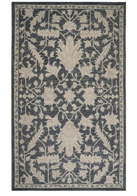 Saffron Rugs Hand-Tufted 100% Wool Area Rug | Grey Blue Rectangular Rug | Cotton Backing | Transitional Floral Carpet for Living Room