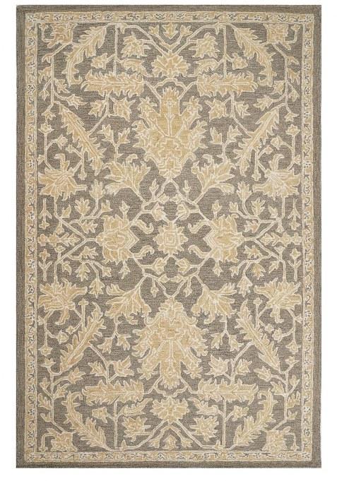 Saffron Rugs Hand-Tufted 100% Wool Area Rug | Taupe Grey Rectangular Rug | Cotton Backing | Transitional Floral Carpet for Living Room