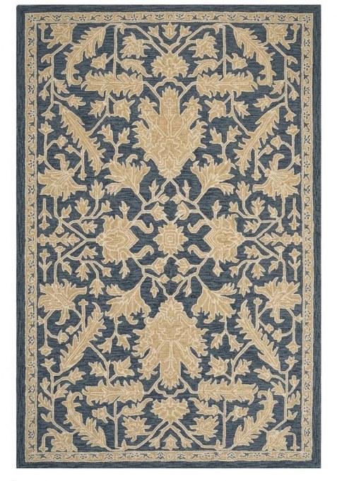 Saffron Rugs Hand-Tufted 100% Wool Area Rug | Blue Grey Rectangular Rug | Cotton Backing | Classic Floral Carpet for Living Room