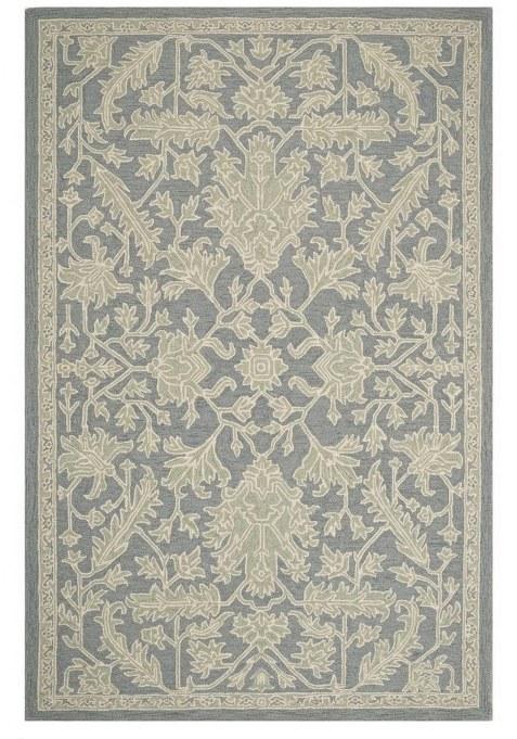Saffron Rugs Hand-Tufted 100% Wool Area Rug | Blue Grey Rectangular Rug | Cotton Backing | Classic Floral Carpet for Living Room