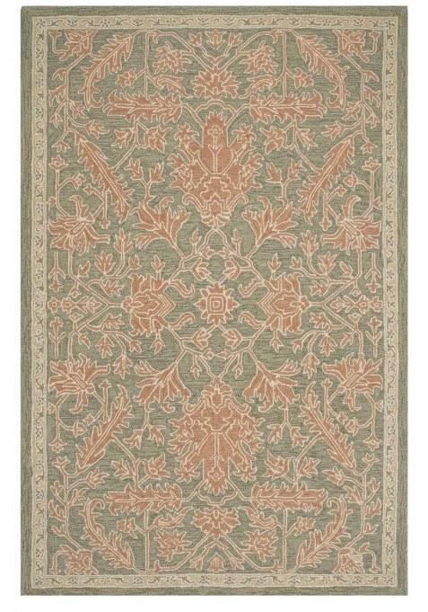 Saffron Rugs Hand-Tufted 100% Wool Area Rug | Sage Green Rectangular Rug | Cotton Backing | Oriental Floral Carpet for Living Room
