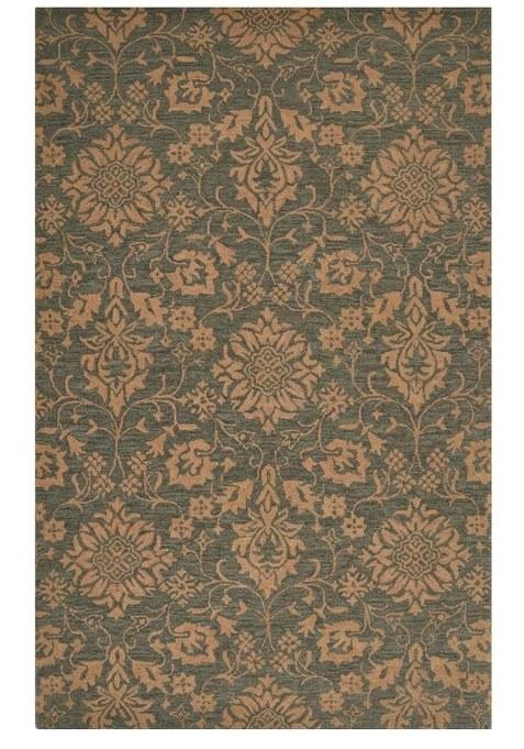 Saffron Rugs Hand-Tufted 100% Wool Area Rug | Dark Teal Grey Rectangular Rug | Cotton Backing | Classic Floral Carpet for Living Room