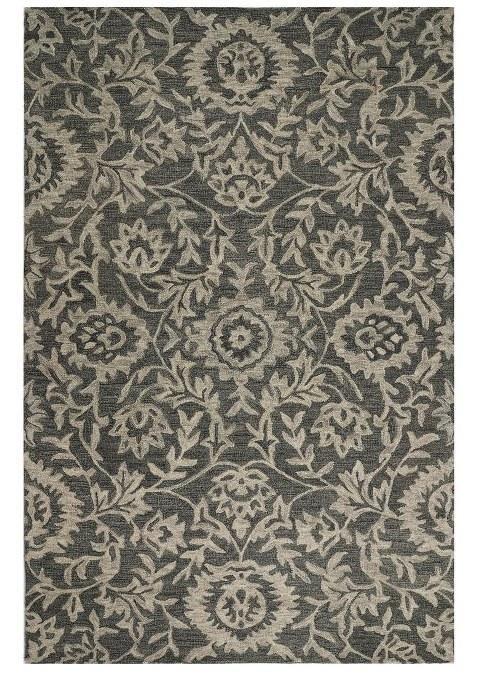 Saffron Rugs Hand-Tufted 100% Wool Area Rug | Grey Floral Rectangular Rug | Cotton Backing | Transitional Floral Carpet for Living Room