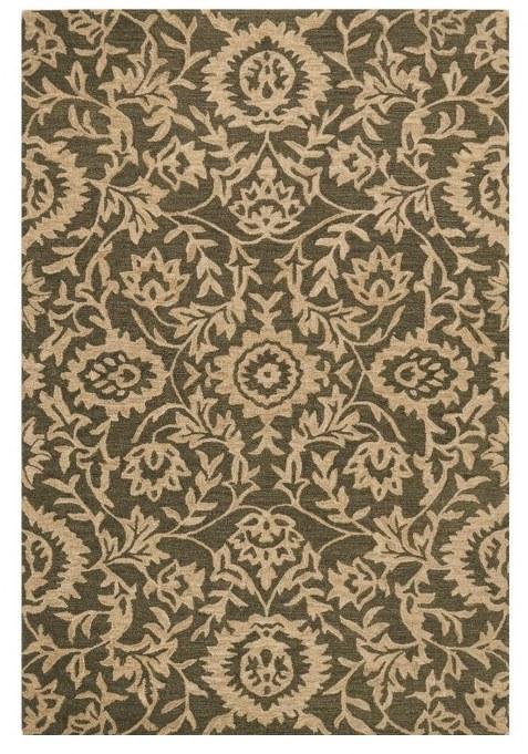 Saffron Rugs Hand-Tufted 100% Wool Area Rug | Charcoal Grey Rectangular Rug | Cotton Backing | Classic Floral Carpet for Living Room
