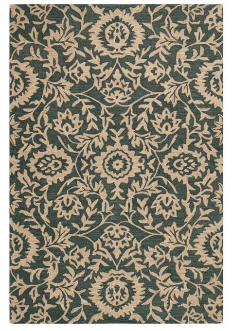Saffron Rugs Hand-Tufted 100% Wool Area Rug | Charcoal Grey Rectangular Rug | Cotton Backing | Classic Floral Carpet for Living Room