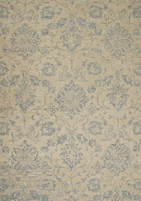 Saffron Rugs Hand-Tufted 100% Wool Area Rug | Beige Blue Rectangular Rug | Cotton Backing | Classic Floral Carpet for Living Room