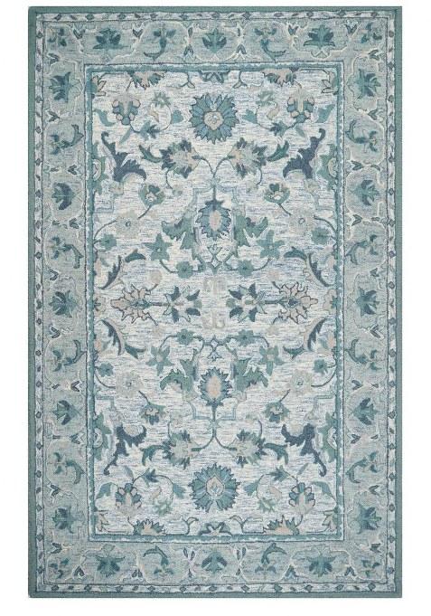 Saffron Rugs Hand-Tufted 100% Wool Area Rug | Light Blue Rectangular Rug | Cotton Backing | Classic Floral Carpet for Living Room